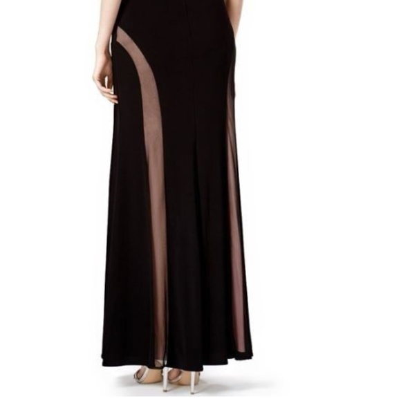 NIGHTWAY ILLUSION-MESH GOWN BLACK/ NUDE BALL GOWN - Picture 3 of 3